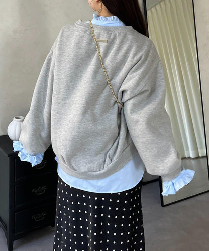 荷葉邊糖果袖 前系蝴蝶結 設計感 女式襯衫