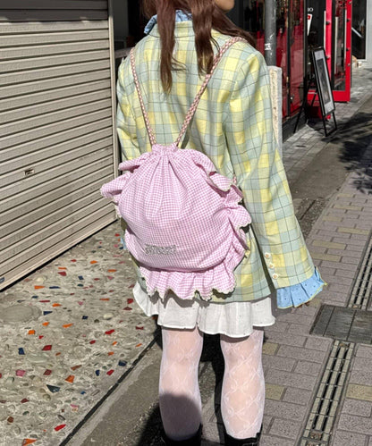 HELLO.SANFRANCISCO 傘繩荷葉邊束口包