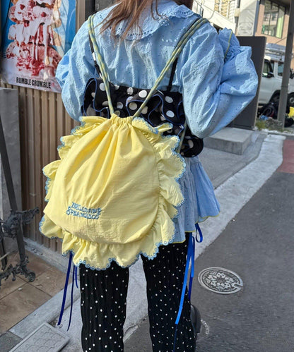 HELLO.SANFRANCISCO 傘繩荷葉邊束口包