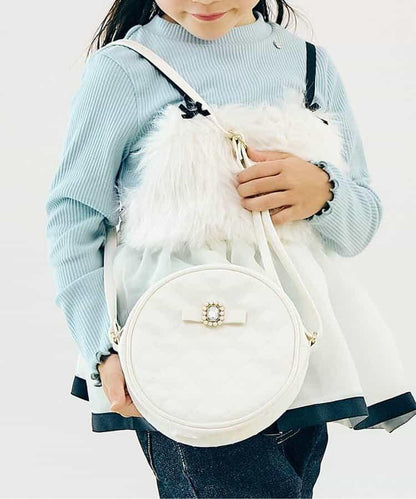 蝴蝶結寶石裝飾絎縫單肩小包