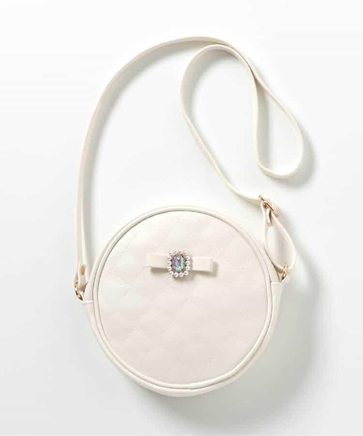 蝴蝶結寶石裝飾絎縫單肩小包