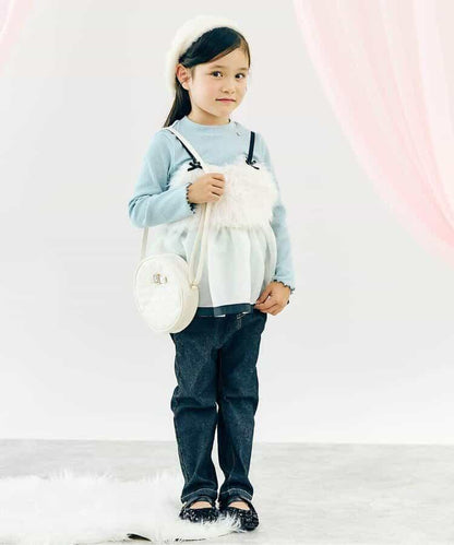 蝴蝶結寶石裝飾絎縫單肩小包