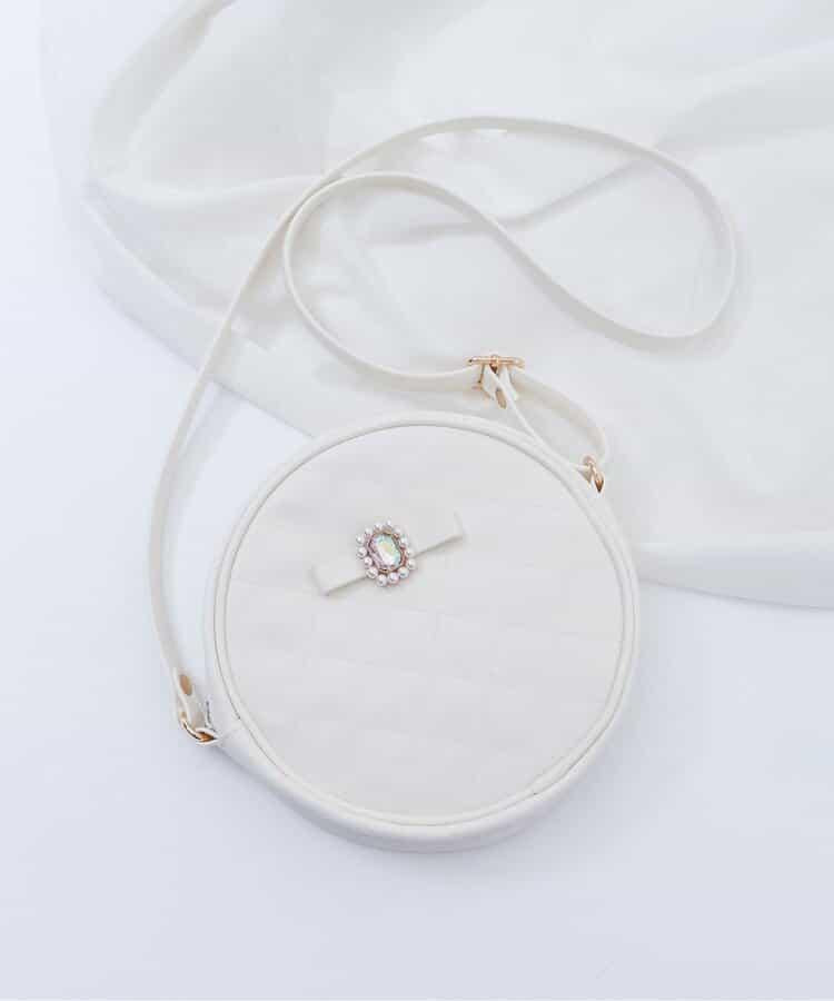 蝴蝶結寶石裝飾絎縫單肩小包