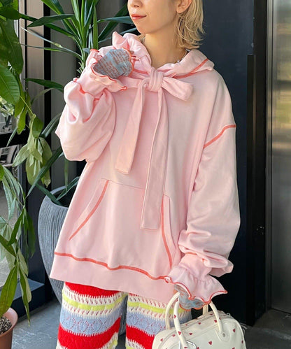 HELLO.SANFRANCISCO ハローサンフランシスコ 大蝴蝶結毛圈連帽衛衣