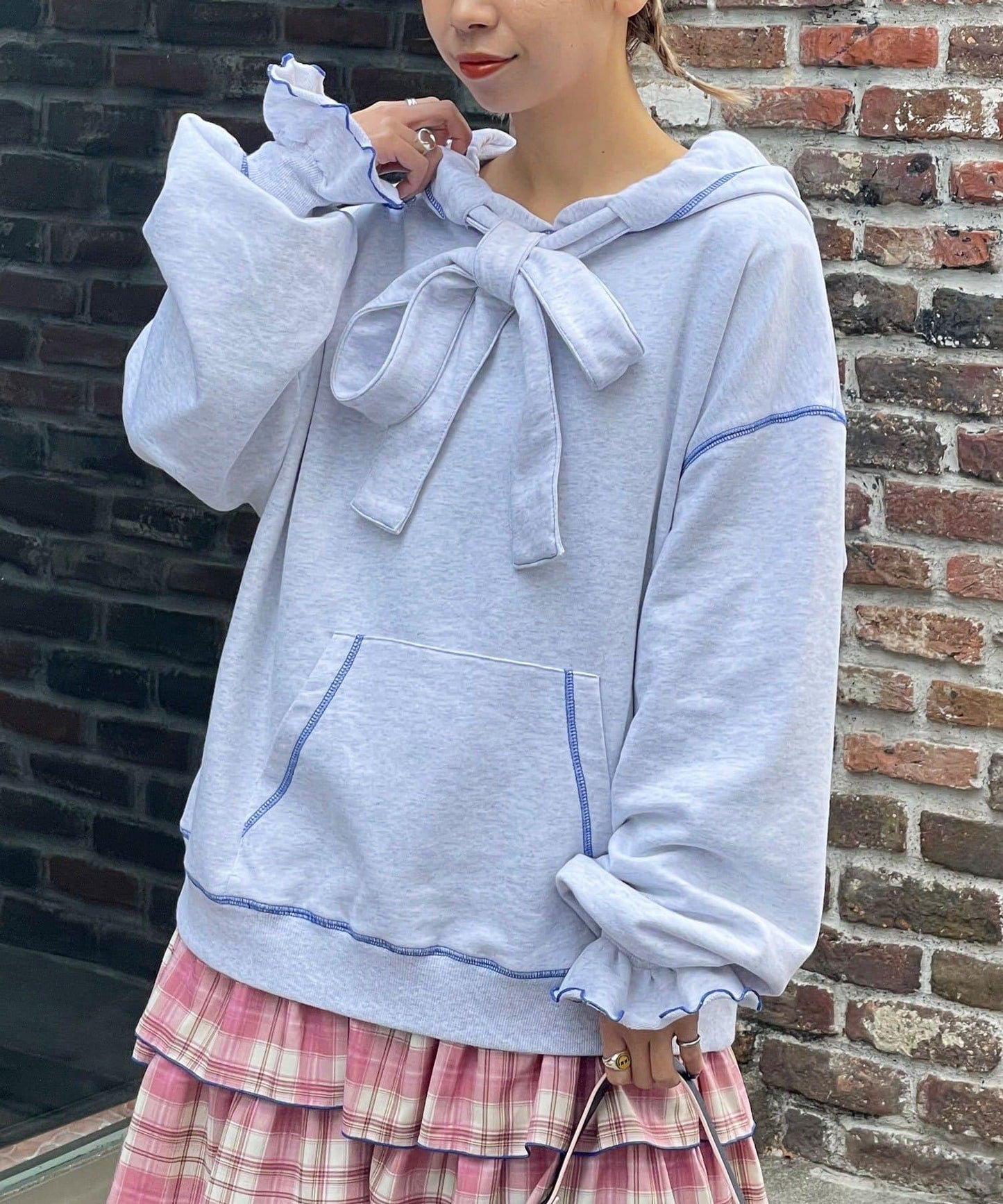 HELLO.SANFRANCISCO ハローサンフランシスコ 大蝴蝶結毛圈連帽衛衣
