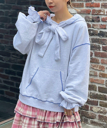 HELLO.SANFRANCISCO ハローサンフランシスコ 大蝴蝶結毛圈連帽衛衣