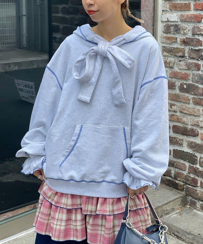 HELLO.SANFRANCISCO ハローサンフランシスコ 大蝴蝶結毛圈連帽衛衣