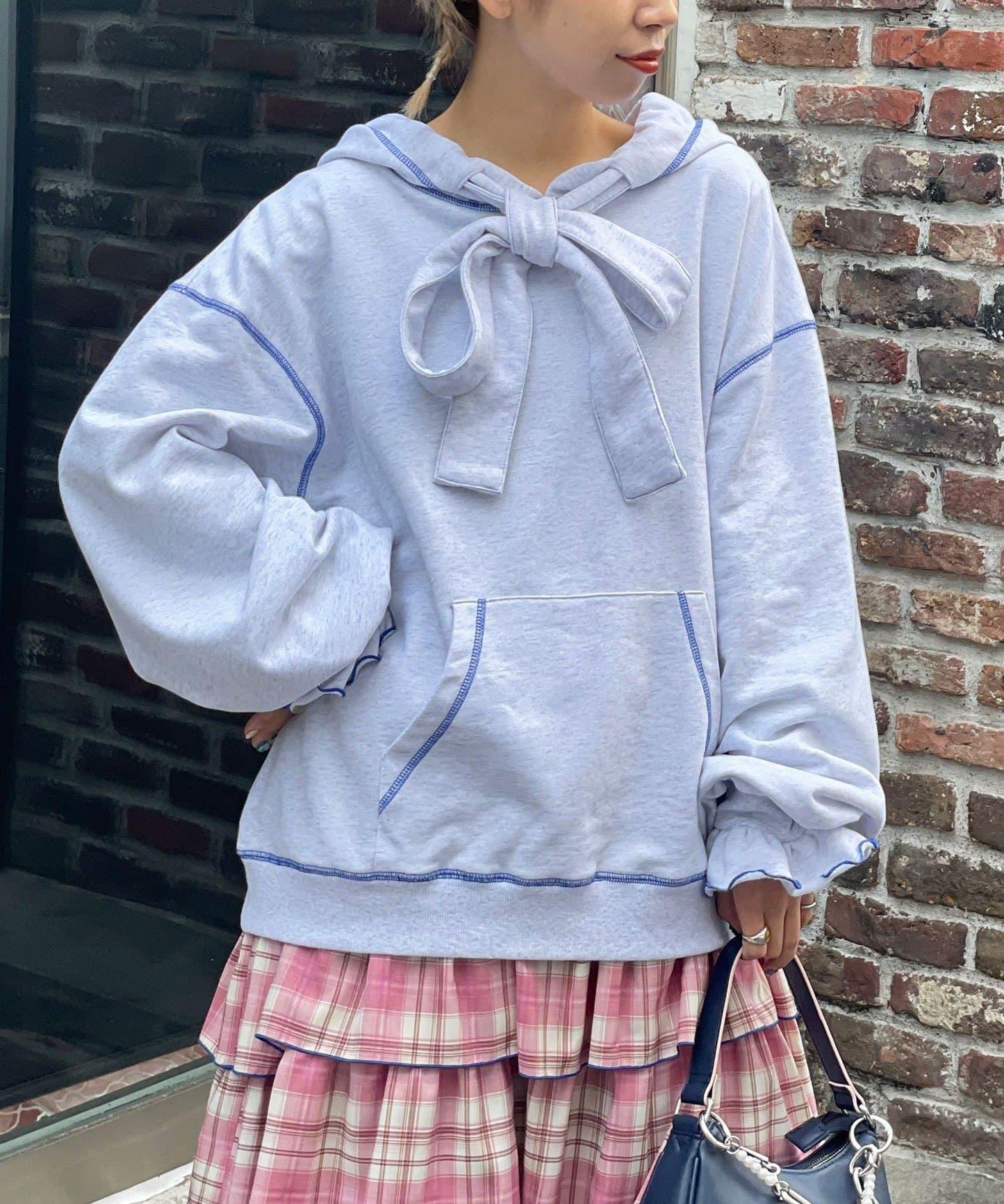 HELLO.SANFRANCISCO ハローサンフランシスコ 大蝴蝶結毛圈連帽衛衣