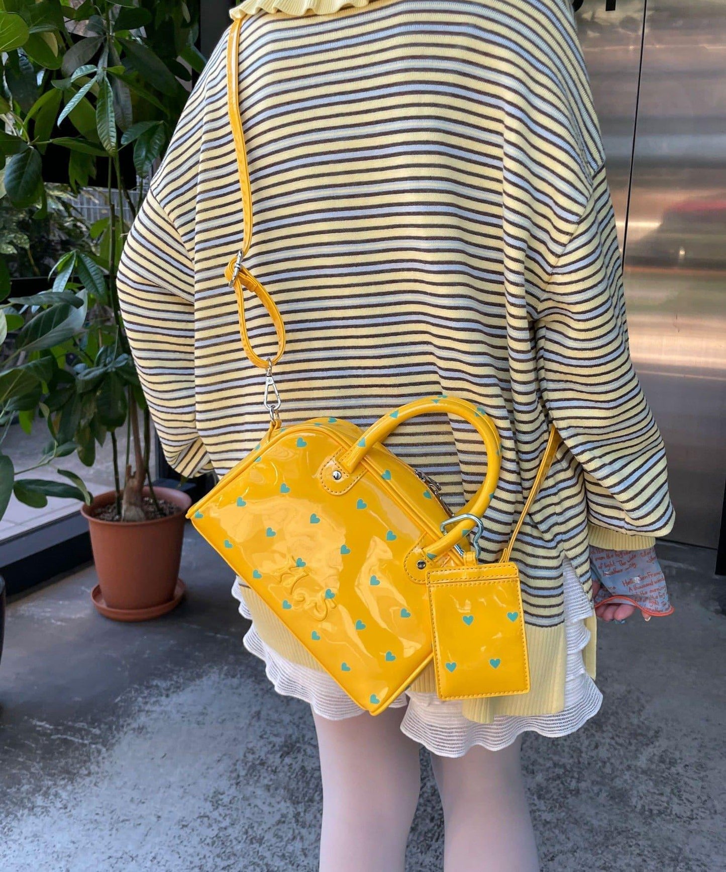HELLO.SANFRANCISCO ハローサンフランシスコ 心形印花漆皮迷你波士頓包