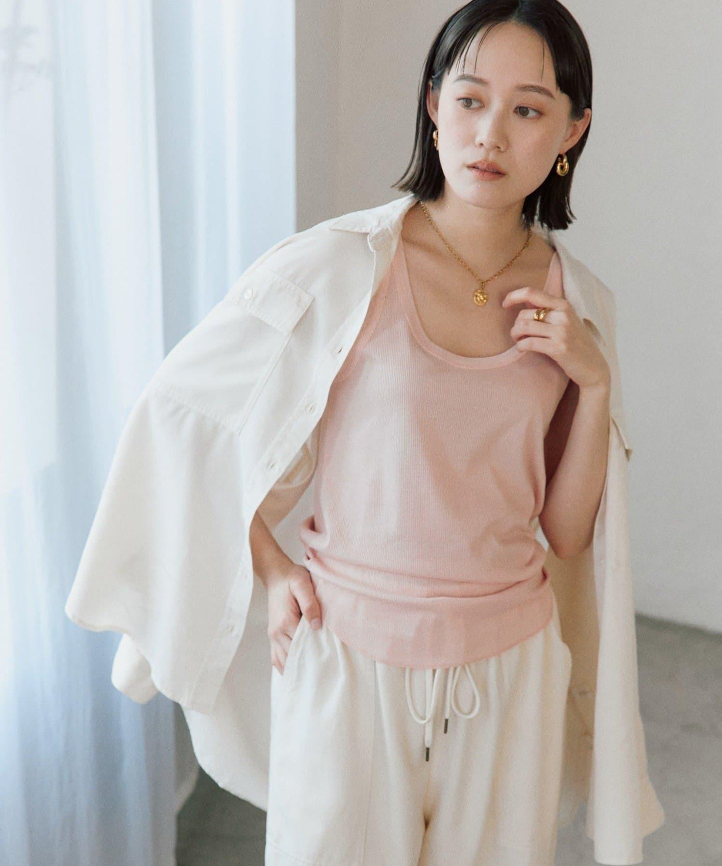 柔美風網紗拼接羅紋背心