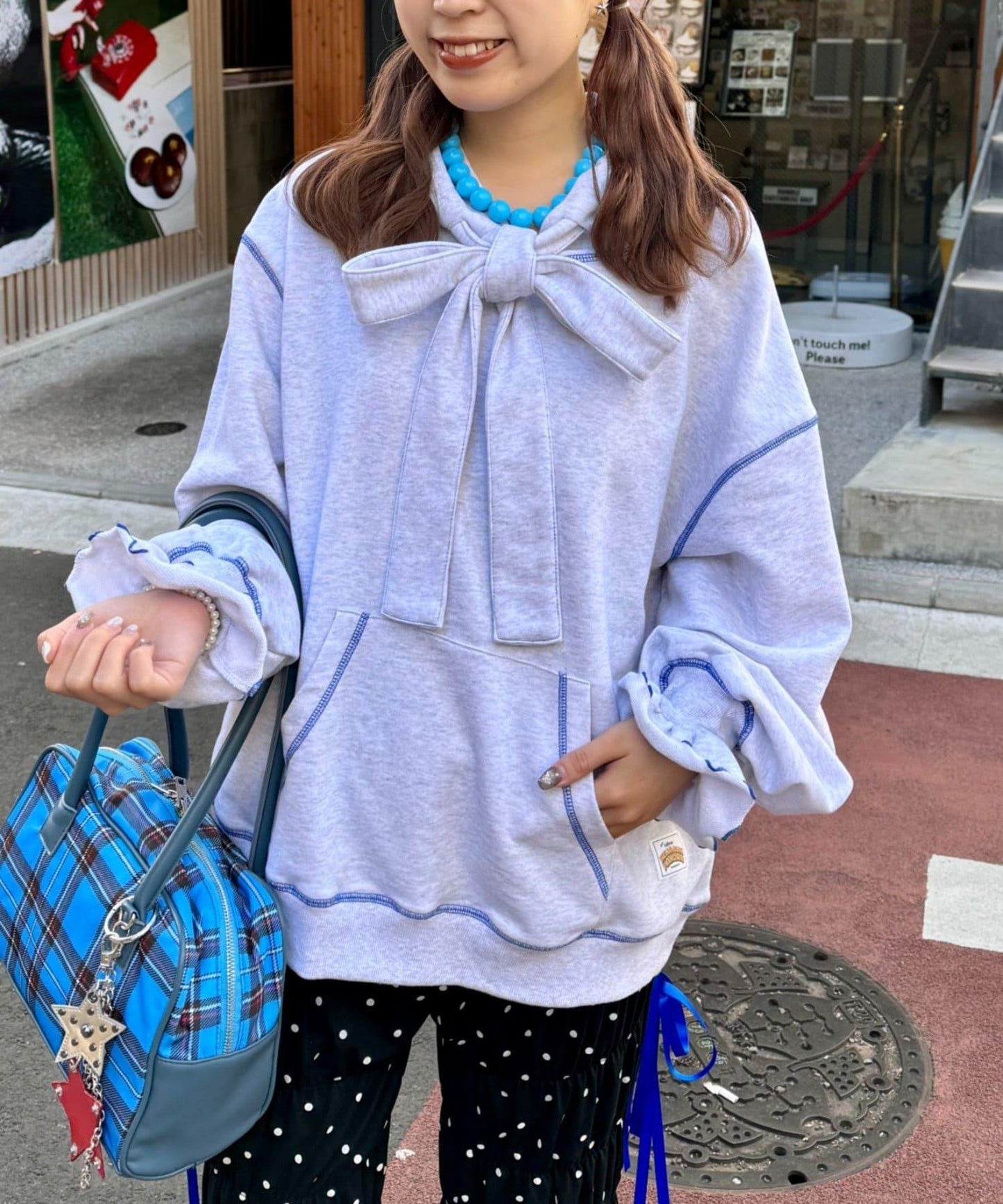 HELLO.SANFRANCISCO ハローサンフランシスコ 大蝴蝶結設計 毛圈面料 連帽衛衣