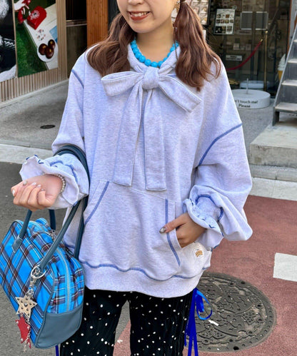 HELLO.SANFRANCISCO ハローサンフランシスコ 大蝴蝶結設計 毛圈面料 連帽衛衣