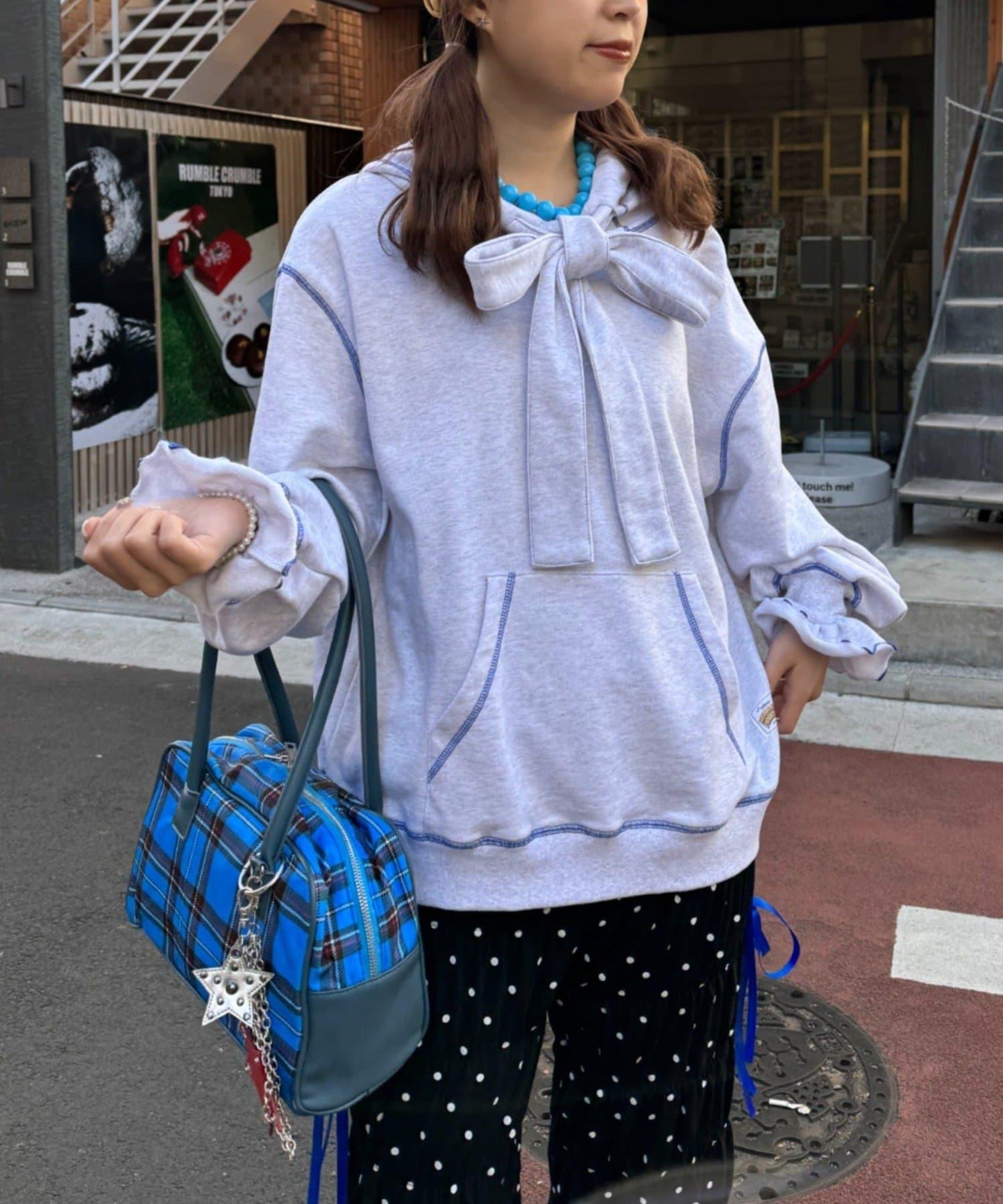 HELLO.SANFRANCISCO ハローサンフランシスコ 大蝴蝶結設計 毛圈面料 連帽衛衣