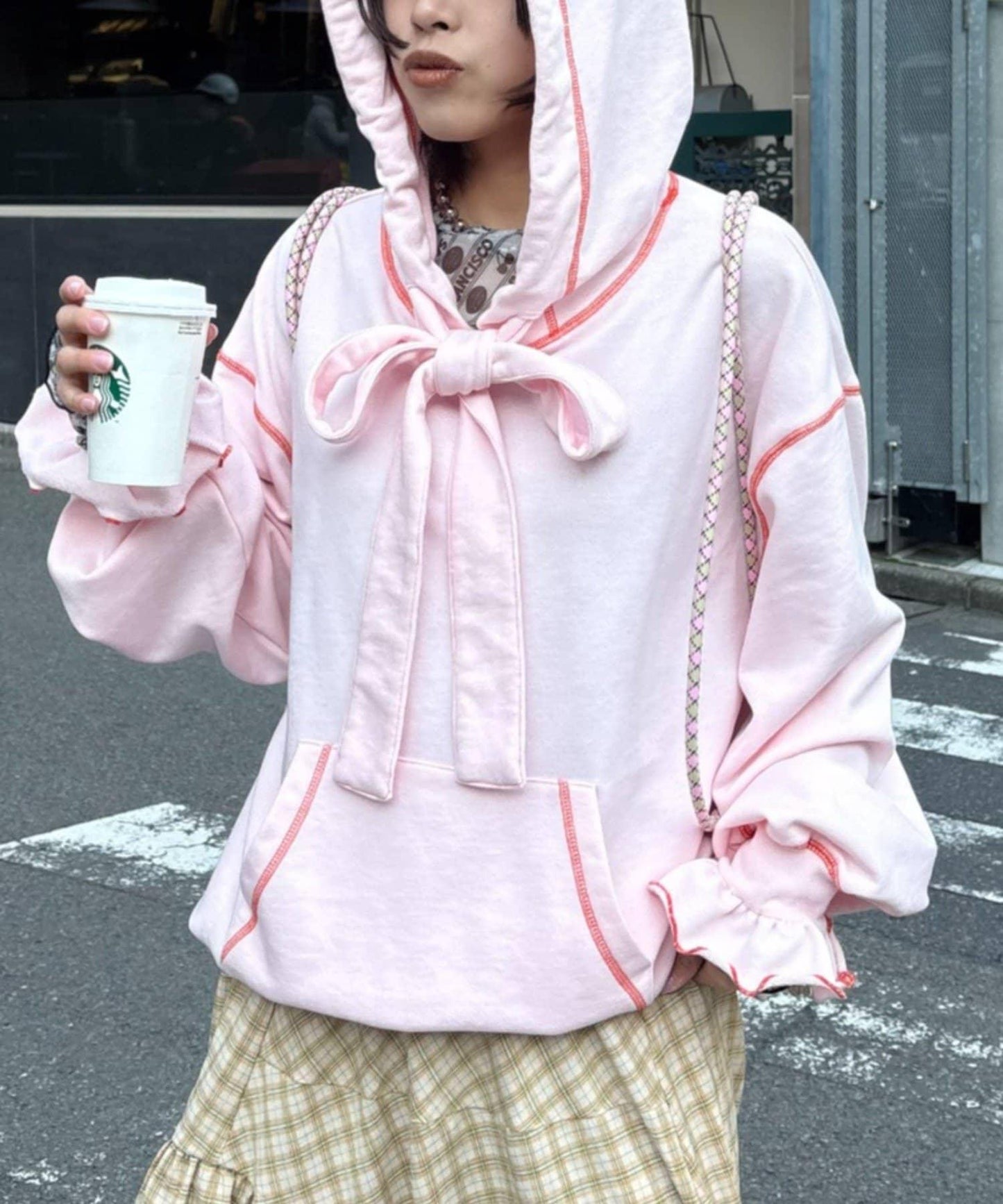 HELLO.SANFRANCISCO ハローサンフランシスコ 大蝴蝶結設計 毛圈面料 連帽衛衣