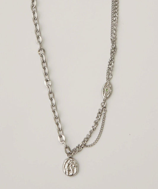 MIXED CHAIN PLATE NECKLACE