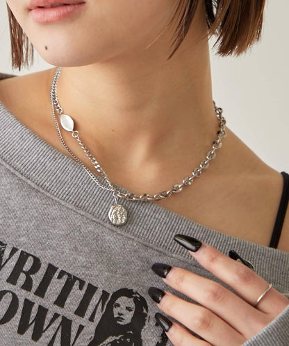 MIXED CHAIN PLATE NECKLACE