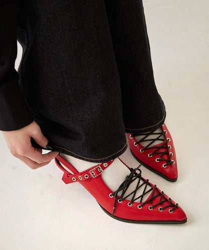 LACE-UP EYELET MULES 穆勒鞋