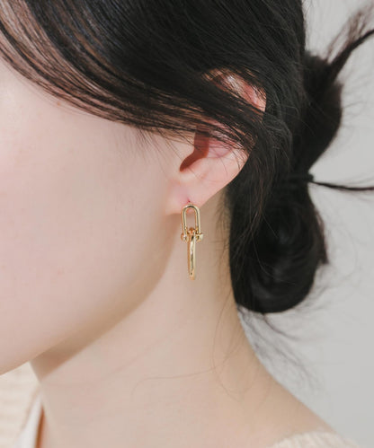 U鏈圓環設計耳環