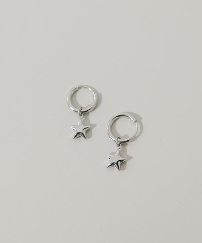 不鏽鋼星形吊墜圈式耳環