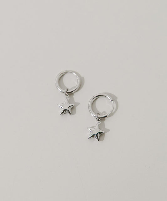 不鏽鋼星形吊墜圈式耳環