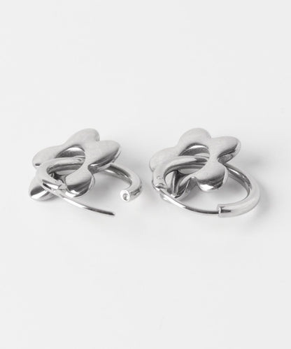 不鏽鋼花朵吊飾圈式耳環