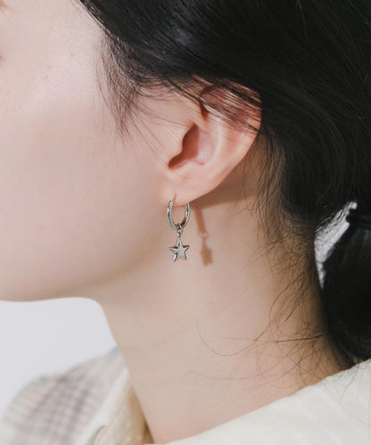 不鏽鋼星形吊墜圈式耳環