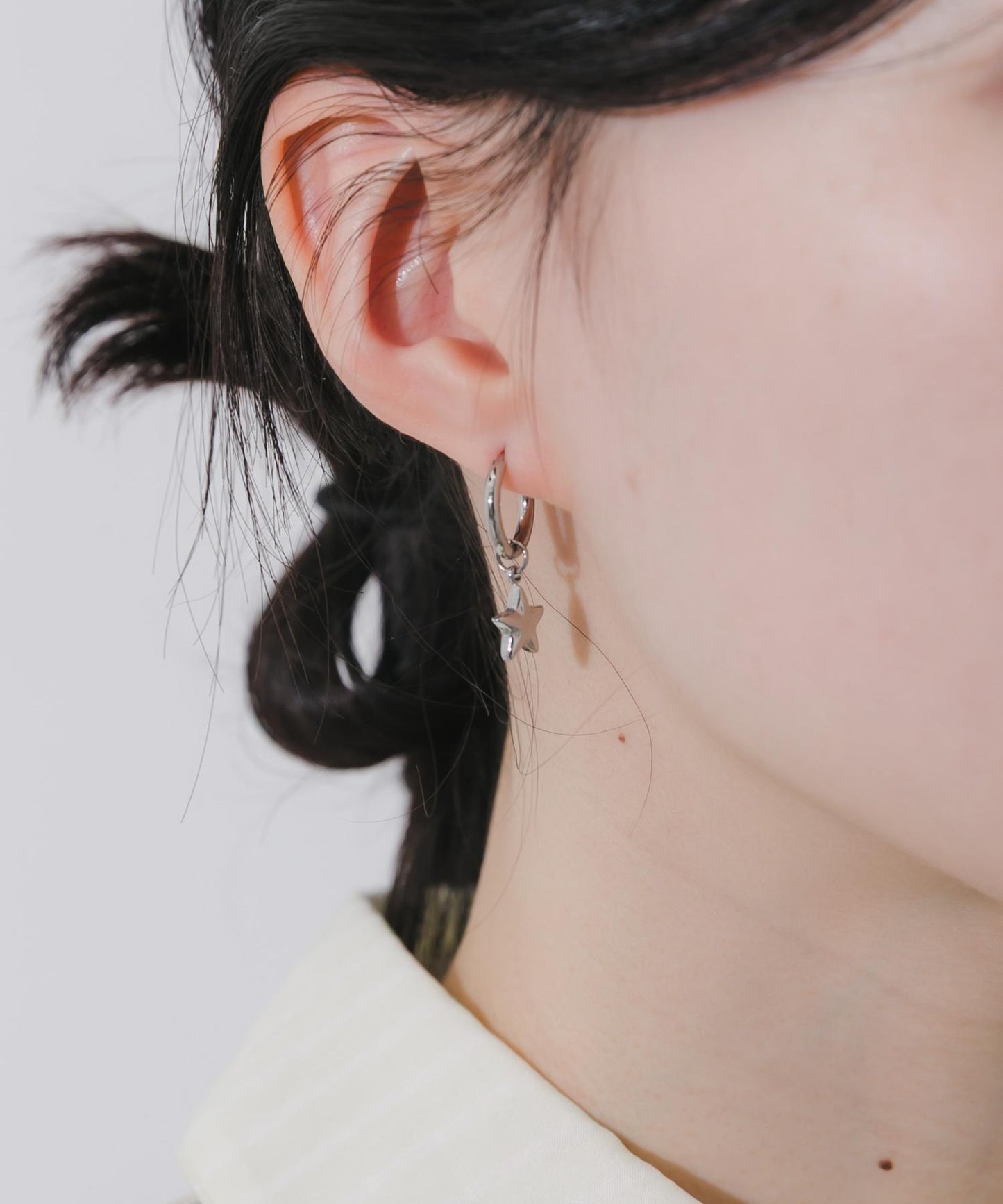 不鏽鋼星形吊墜圈式耳環