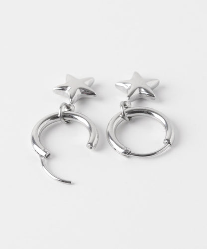 不鏽鋼星形吊墜圈式耳環