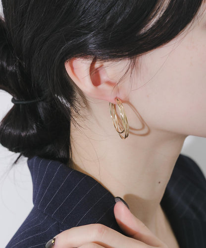 疊層圓環設計耳環