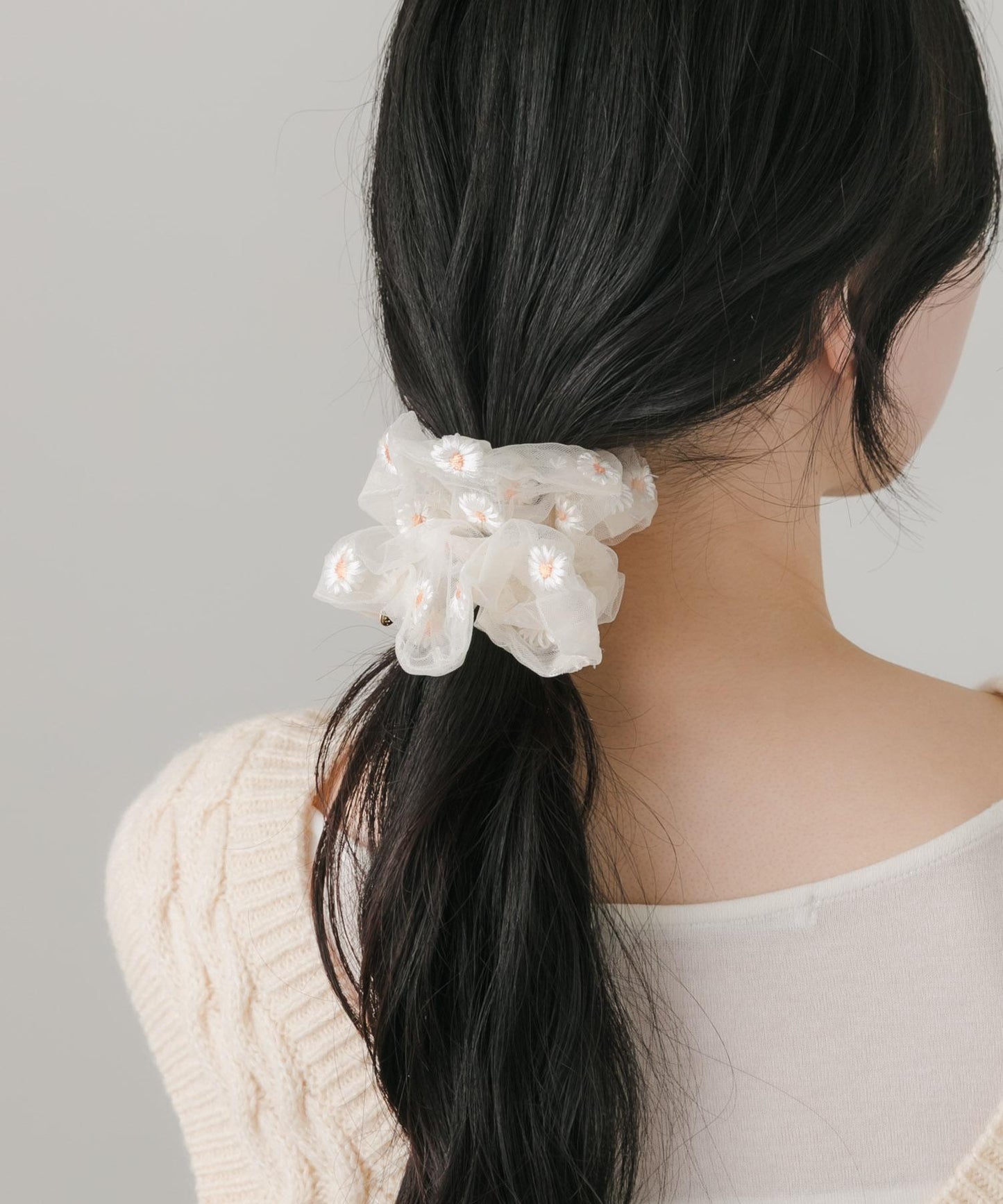 透紗花卉刺繡髮圈
