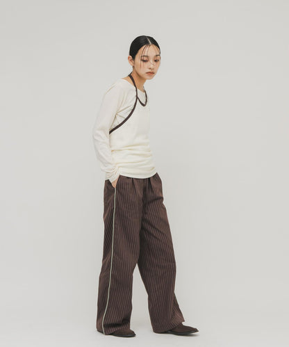 拼色束胸套裝上衣