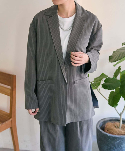 兩側開叉 細條紋 西裝外套 SUM1 STYLE（スミスタイル）
