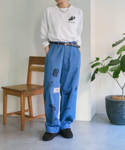 100%純棉 動物圖案 牛仔褲 Work of art Kendai×SUM1 STYLE 聯名款
