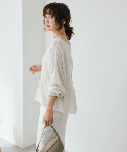 甜美風寬鬆荷葉擺針織上衣