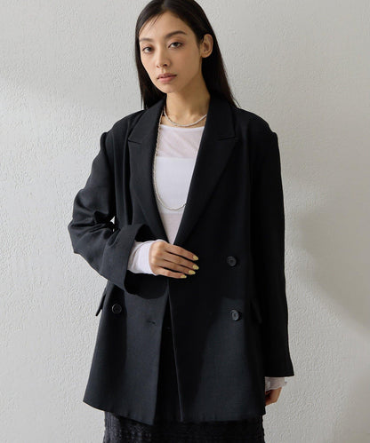 亞麻風 雙排設計 西裝外套