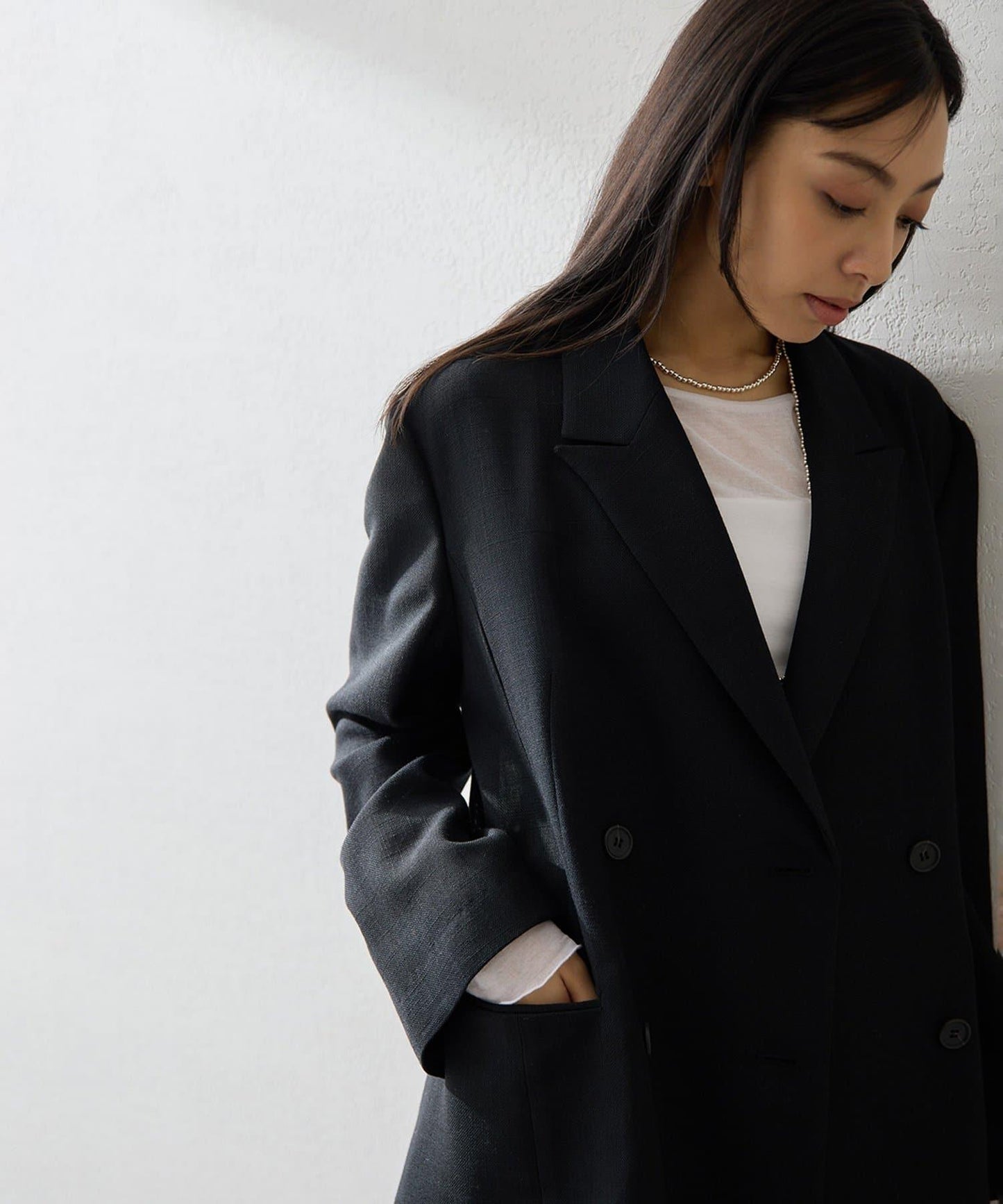 亞麻風 雙排設計 西裝外套