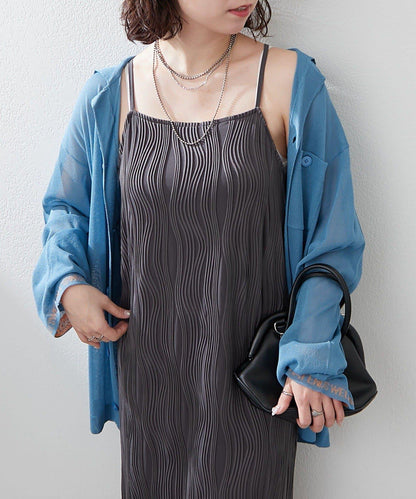 nane 波浪提花圖案吊帶連衣裙