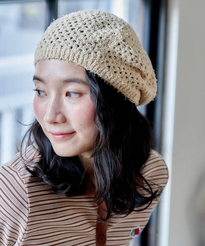 鏤空編織 針織 貝雷帽