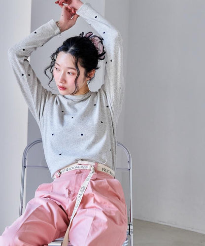 迷你愛心刺繡 長袖T恤