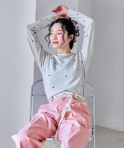 迷你愛心刺繡 長袖T恤