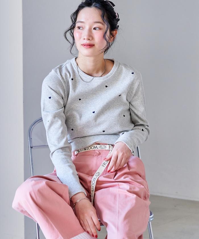 迷你愛心刺繡 長袖T恤