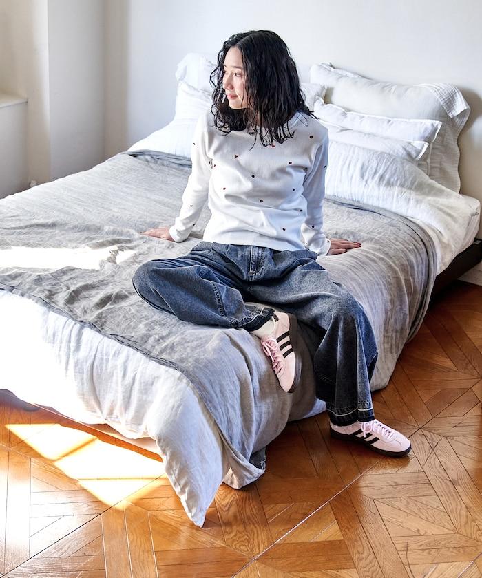 迷你愛心刺繡 長袖T恤