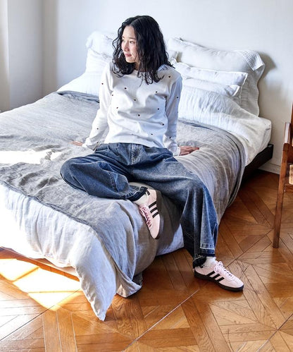 迷你愛心刺繡 長袖T恤