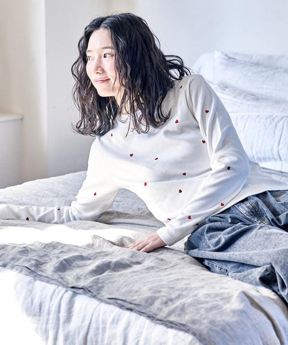 迷你愛心刺繡 長袖T恤