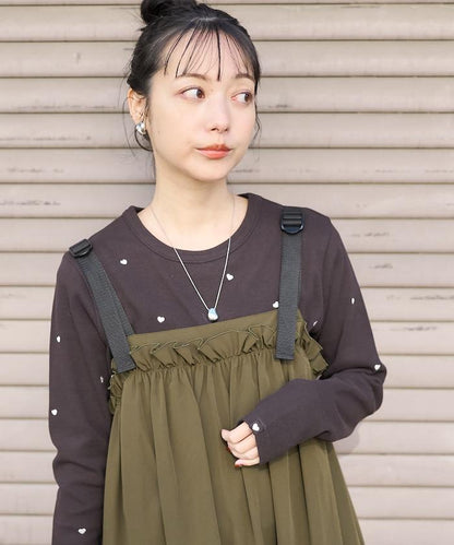 迷你愛心刺繡 長袖T恤