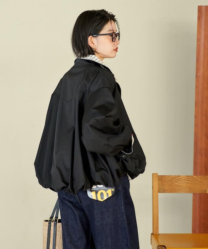 撞色格紋雙層領氣球廓形大衣