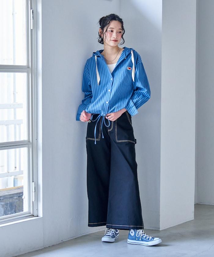 工裝口袋設計 闊腿 棉質 闊腿褲