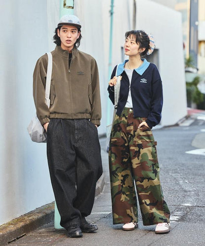 工裝口袋設計 闊腿 棉質 闊腿褲