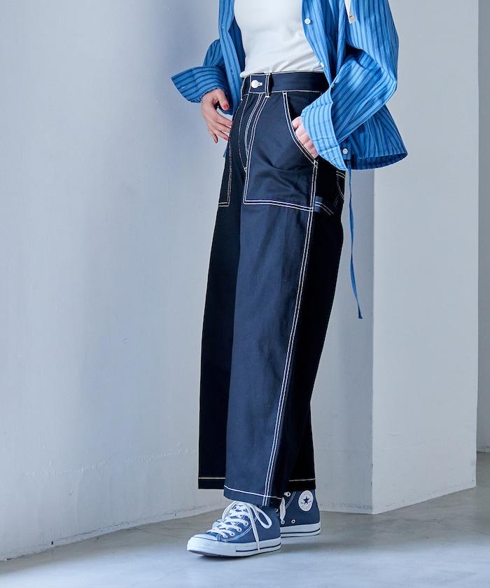 工裝口袋設計 闊腿 棉質 闊腿褲