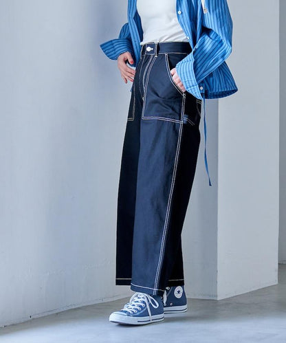 工裝口袋設計 闊腿 棉質 闊腿褲
